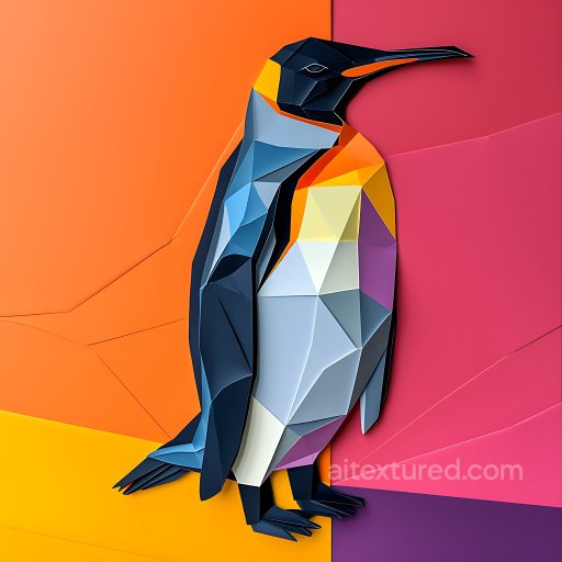 Animal - Seamless 3D PBR Texture of Stylized Crested Penguin Origami Pattern texture preview