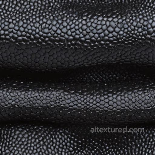 Black Glossy Reptile-Scale Leather Texture with Distinct Scale Pattern seamless Leather PBR texture