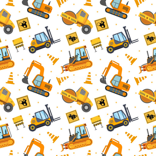 Pattern Bundle - Seamless 3D Pattern PBR Texture Featuring Construction Vehicles and Road Signs texture preview
