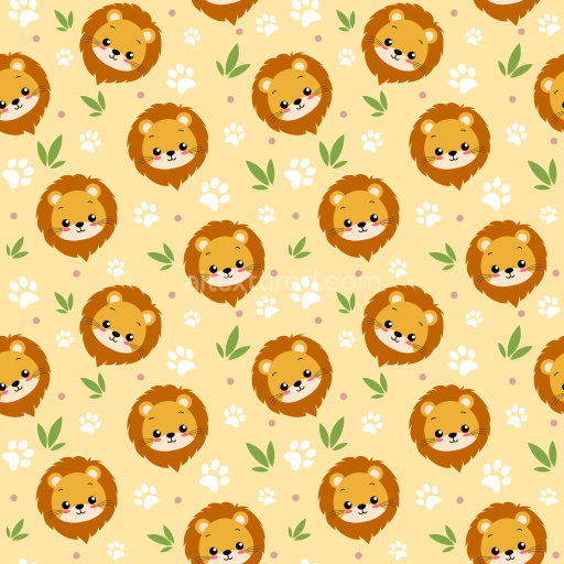 Pattern Bundle - Seamless 3D Pattern PBR Texture Featuring Cute Lion Heads and Paw Prints texture preview