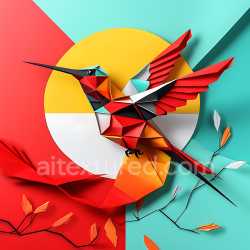 seamless Seamless 3D PBR Texture Featuring Origami-Style Multicolored Bird with Geometric Wings texture 8k free download PBR