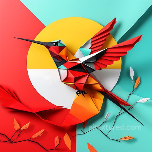 Animal - Seamless 3D PBR Texture Featuring Origami-Style Multicolored Bird with Geometric Wings texture preview