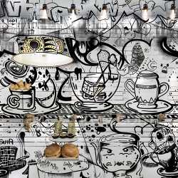 seamless Seamless 3D PBR Texture Featuring Black and White Abstract Graffiti Art texture 8k free download PBR