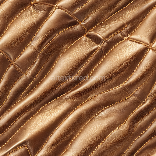 Seamless 3D Quilted Brown Leather PBR Texture with Detailed Stitching and Natural Grain