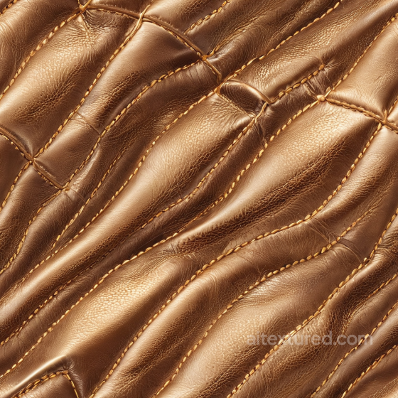 Quilted Brown Leather PBR Texture with Detailed Stitching and Natural Grain Leather texture preview