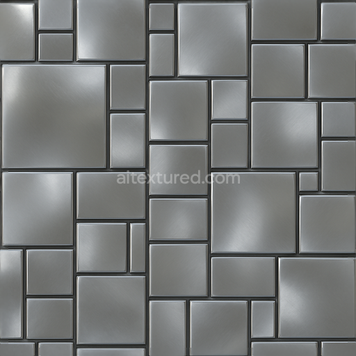 Seamless 3d texture pbr 8k mosaic metallic tesserae with reflective surface and geometric shapes