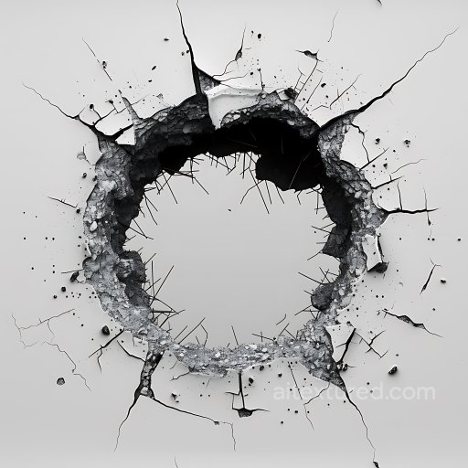 Cracked Concrete Hole PBR Texture with Exposed Rebar and Detailed Fractures seamless Cracked & Holes PBR texture
