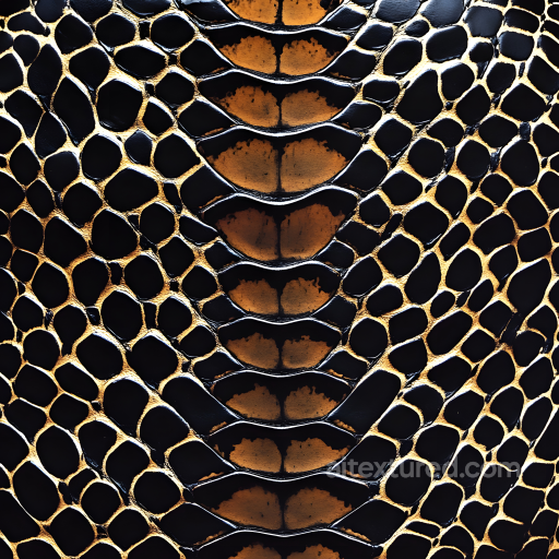 Reptile Skin Texture Featuring Glossy Black And Brown Scales With Organic Pattern seamless Skin PBR texture