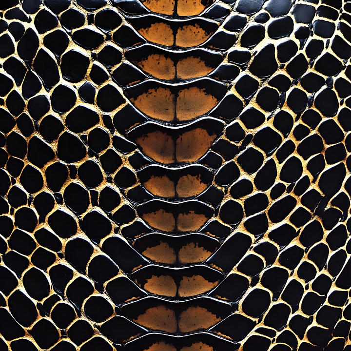 Reptile Skin Featuring Glossy Black And Brown Scales With Organic Patte… seamless PBR texture preview