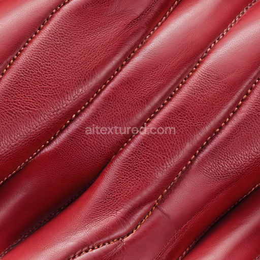 Seamless 3D PBR Texture of Shiny Red Pebbled Leather with Quilted Stitches