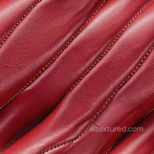 Shiny Red Pebbled Leather Seamless Texture with Quilted Stitches seamless Leather PBR texture