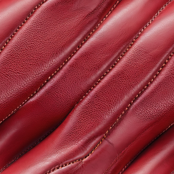 Shiny Red Pebbled Leather with Quilted Stitches seamless PBR texture preview