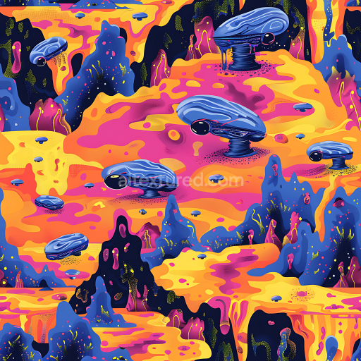 Seamless 3D Stylized Sci-Fi Camouflage PBR Texture with Vibrant Organic Patterns