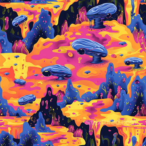 Stylized Sci-Fi Camouflage PBR Texture with Vibrant Organic Patterns seamless Color Camouflage PBR texture