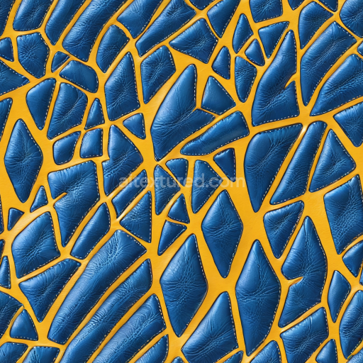 Seamless 3D PBR Textured Blue Pebbled Leather with Yellow Contrast Backing