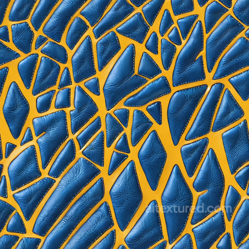 Textured Blue Pebbled Leather with Yellow Contrast Backing seamless Leather PBR texture