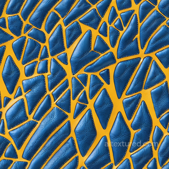 Textured Blue Pebbled Leather with Yellow Contrast Backing Leather texture preview