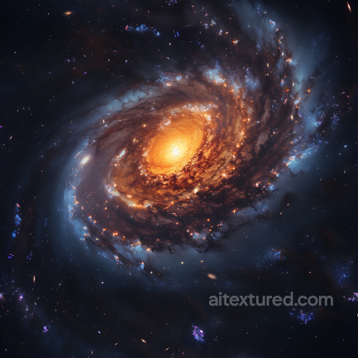 Spiral Galaxy PBR Texture Featuring Glowing Core and Star Clusters seamless Star, space, planets PBR texture