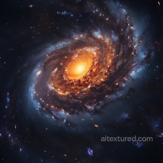 Spiral Galaxy PBR Texture Featuring Glowing Core and Star Clusters Star, space, planets texture preview
