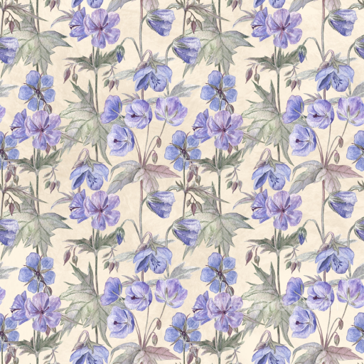 Flower Texture of Delicate Purple Watercolor Flowers on Ivory Background seamless Flower PBR texture