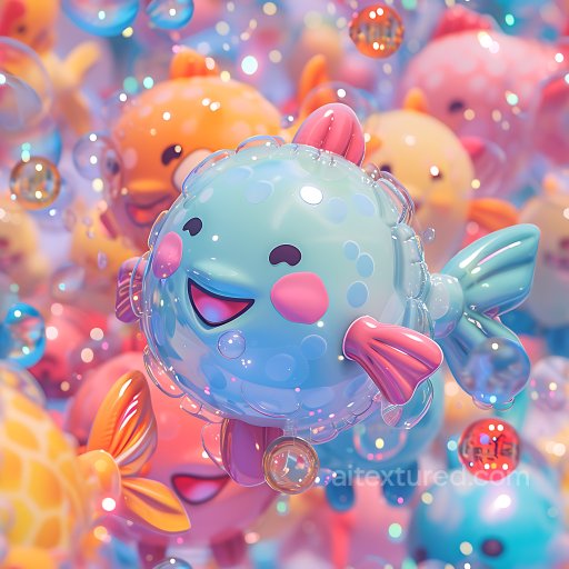 Inflated Vinyl Fish Texture with Glossy Puffy Cells in Pastel Colors seamless Inflated PBR texture
