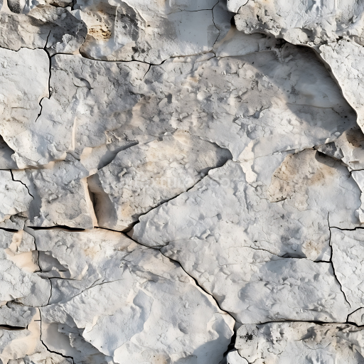 Seamless 3D Weathered White Limestone Rock PBR Texture with Cracks and Erosion