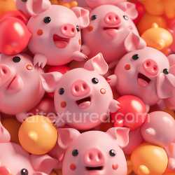 seamless Seamless 3D Inflated PBR Texture Featuring Glossy Pink Piglet Figurines texture 8k free download PBR