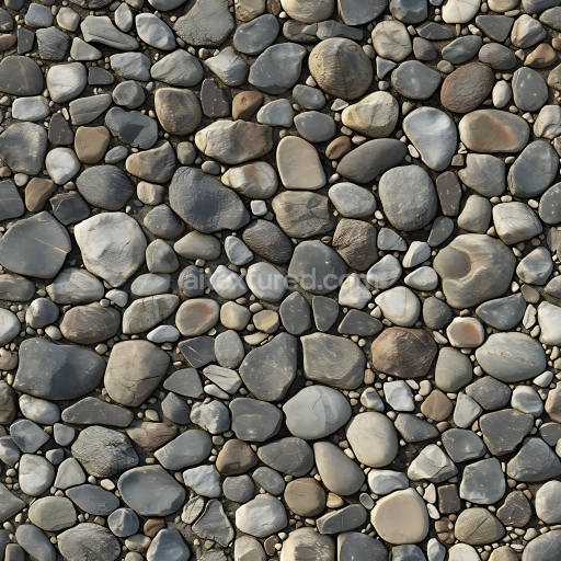 Seamless 3D PBR Texture of Smooth River Pebbles with Natural Variation and Weathered Surfaces
