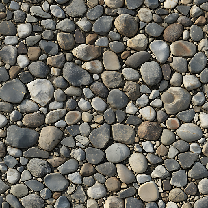 Stone of Smooth River Pebbles with Natural Variation and Weathered Surf… seamless PBR texture preview