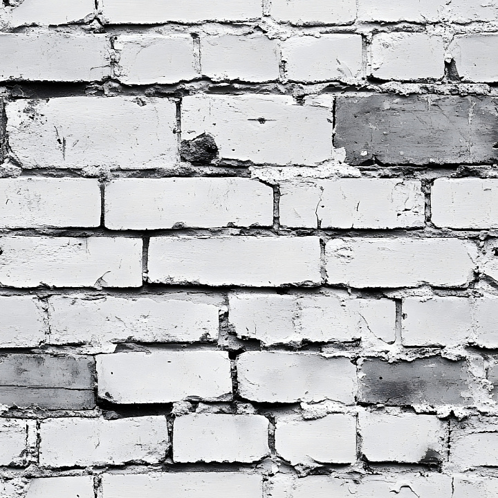 Cracked White Painted Brick Wall with Rough Edges seamless PBR texture preview