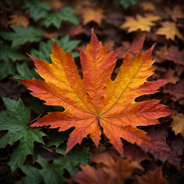 Autumn Maple Leaf Ground for Applications Wood seamless PBR texture preview