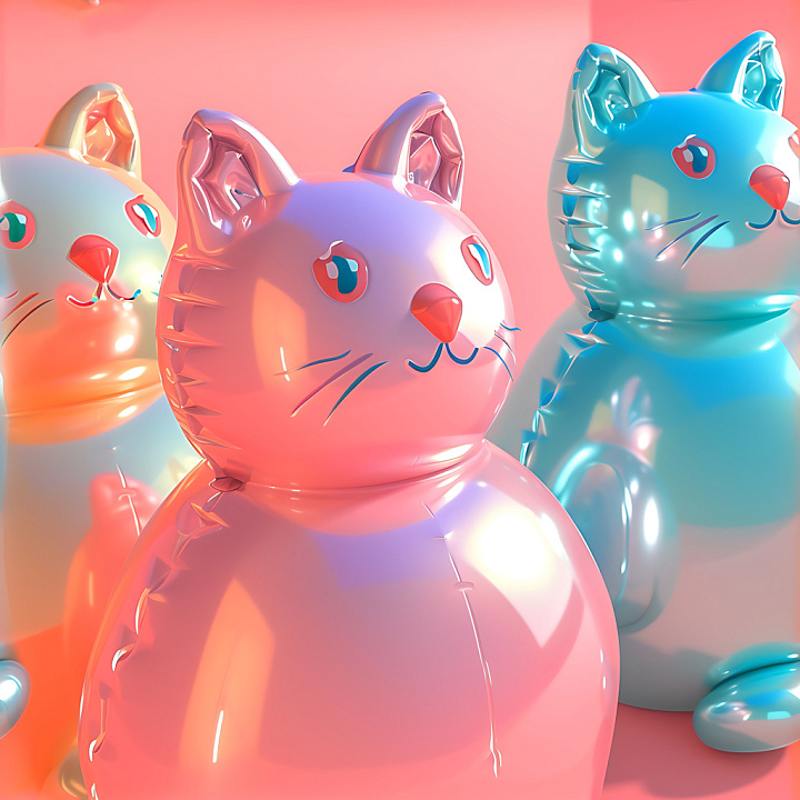 Inflated Vinyl with Puffy Quilted Cat Toy Stitching and Pastel Colors seamless PBR texture preview