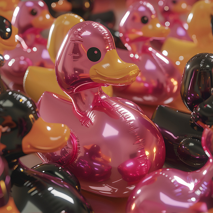 Inflated Vinyl Duck Panels in Glossy Pink and Yellow seamless PBR texture preview