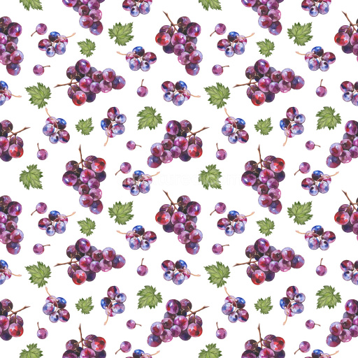 Pattern Bundle - Seamless 3D Pattern PBR Texture with Hand-Painted Watercolor Grape Clusters and Green Lea… texture preview