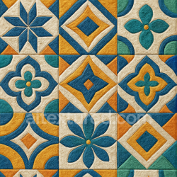 seamless Seamless 3d texture pbr 8k ceramic tiles mosaic with intricate geometric motifs and vibrant colors texture 8k free download PBR