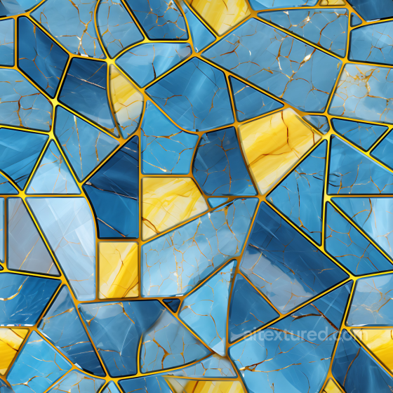 Blue and Yellow Marble Mosaic PBR Texture with Gold Veins Marble texture preview