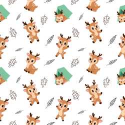 Pattern Bundle - Seamless 3D PBR Pattern Texture Featuring Cute Deer and Leaf Motifs on White Background texture preview