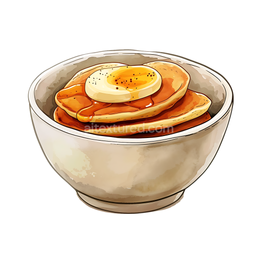 Breakfast Spelt Pancakes with Butter in Bowl Illustrated Graphic