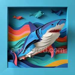 seamless Seamless 3D PBR Texture Featuring Colorful Layered Origami Shark Design texture 8k free download PBR