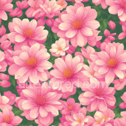 seamless Seamless 3D PBR Texture of Soft Pink Flower Floral Pattern with Green Foliage texture 8k free download PBR