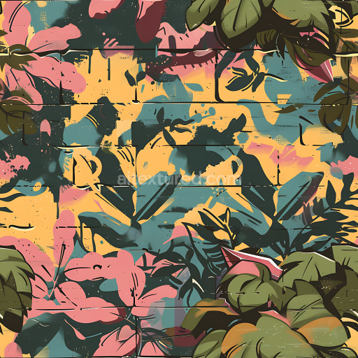 Seamless 3D Stylized Jungle Camouflage PBR Texture with Painterly Organic Foliage Shapes