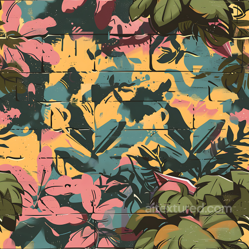 Stylized Jungle Camouflage PBR Texture with Painterly Organic Foliage Shapes seamless Color Camouflage PBR texture