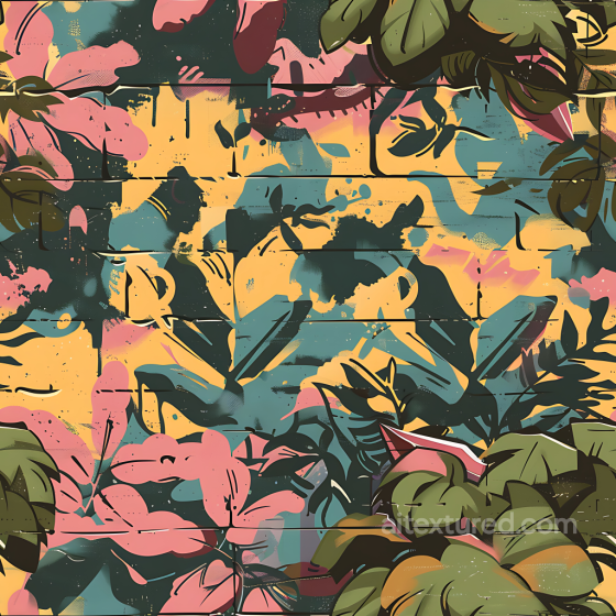 Stylized Jungle Camouflage PBR Texture with Painterly Organic Foliage Shapes Color Camouflage texture preview
