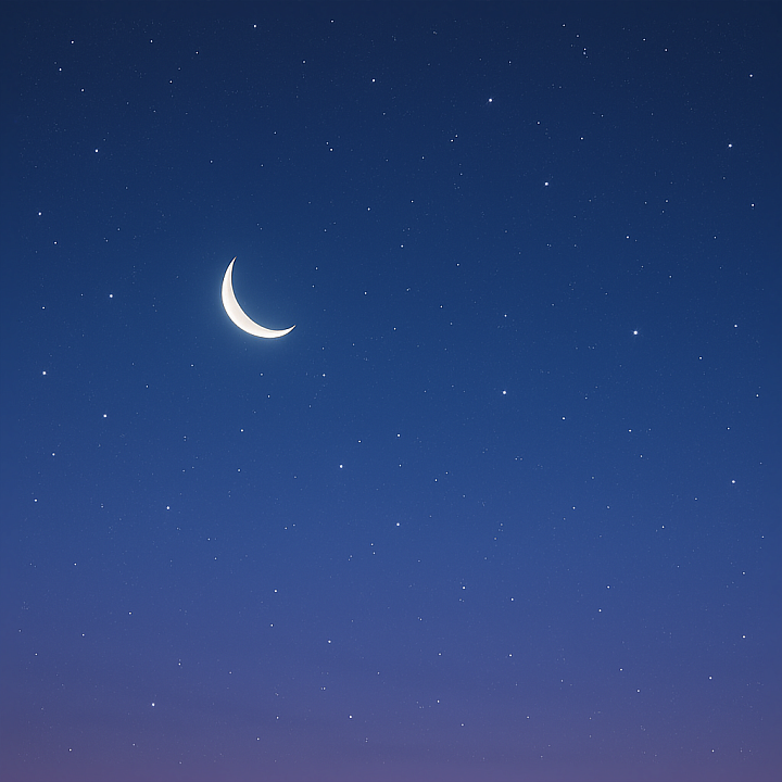 Of Crescent Moon Night Sky With Subtle Twilight Glow And Stars seamless PBR texture preview