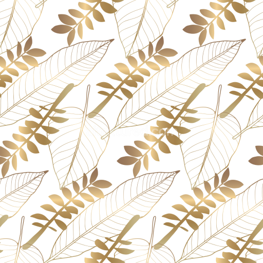 Seamless 3D PBR Texture of White Fabric with Gold Botanical Leaf Design