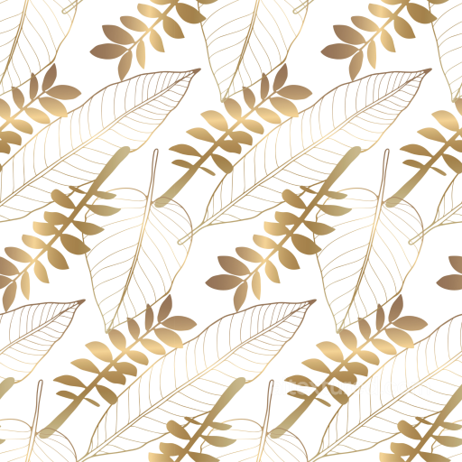 White & Gold Texture of White Fabric with Gold Botanical Leaf Design seamless White & Gold PBR texture