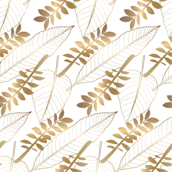 White & Gold Texture of White Fabric with Gold Botanical Leaf Design White & Gold texture preview
