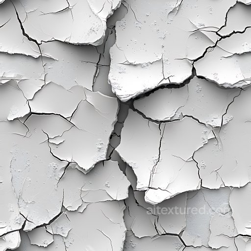 Cracked White Plaster PBR Texture with Deep Splits and Layered Flakes seamless Cracked & Holes PBR texture