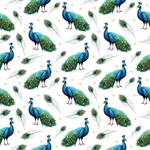 Pattern Bundle - Seamless 3D Pattern PBR Texture Featuring Vibrant Peacock Birds and Feathers texture preview
