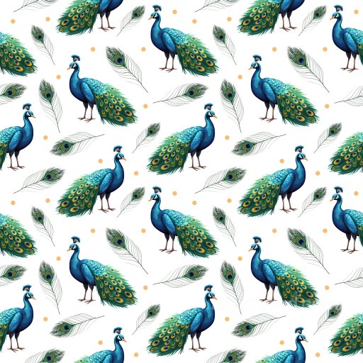 Pattern PBR Texture Featuring Vibrant Peacock Birds and Feathers seamless Pattern Bundle PBR texture